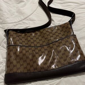 Gucci Glossy Brown Monogram Shoulder Bag